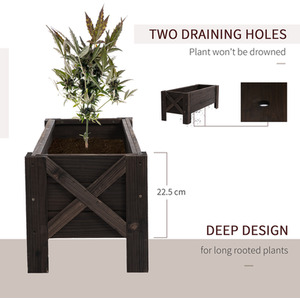 Outsunny Garden Raised Bed Planter Grow Containers - Carbonized by Outsunny