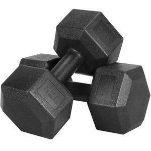 Set of 2 Dumbbells for Strength Training Aerobic - Black / 10kg by Yaheetech
