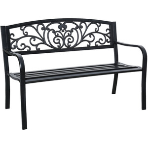 Evie Metal Garden Bench - Black by Outdoor Essentials