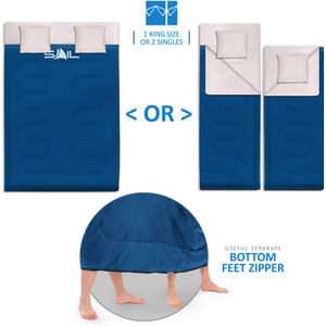 Buddy' 250gsm Double Sleeping Bag - Blue by SAIL