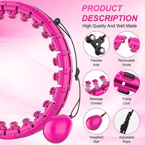 Abaseen Weighted Hula Hoop with Weight Ball 24 Knots Detachable - Pink by Abaseen