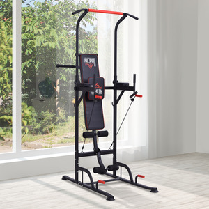 HOMCOM Multifunction Home Workout Station Tower - Black and Red by HOMCOM