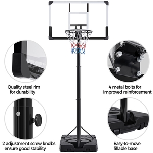Height Adjustable Basketball Hoop Goal System - Black by Yaheetech