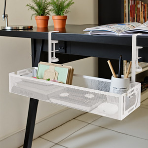 Under Desk Clamp-On Cable Management Tray - White by Livingandhome