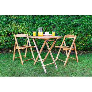 Tramontina Folding Patio Bistro Set - Natural / 1 x Table; 2 x Chairs by Tramontina