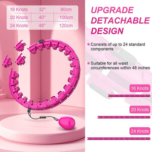 Abaseen Weighted Hula Hoop with Weight Ball 24 Knots Detachable - Pink by Abaseen