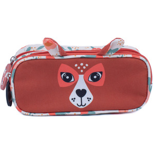 Melimelos the Deer 2-Zip Animal Face Pencil Case - Pink by Les Deglingos