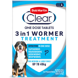 Pack of 4 Bob Martin Clear 3-in-1 Wormer Tablets by Bob Martin