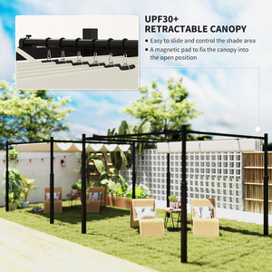 Outsunny 3 x 3(m) Outdoor Pergola with Retractable Roof - Cream by Outsunny