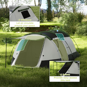 Outsunny 3-4 Man Camping Tent with Bedroom, Living Room and Porch by Outsunny