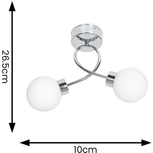 Orbital 2 Way Twist IP44 Bathroom Ceiling Light Glass Globe Shade - Chrome by ValueLights