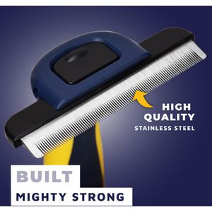 Dog Grooming Brush - Blue & Yellow / Deshedding Tool by DogCratesPlus