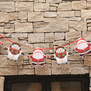 Christmas Hanging Banner Decoration - Red / Snowman and Santa