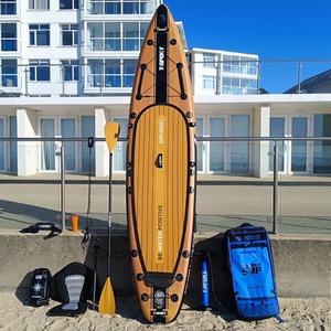 12FT Paddle Board With Kayak Conversion Kit and Carbon Paddle - Wooden by T-Sport