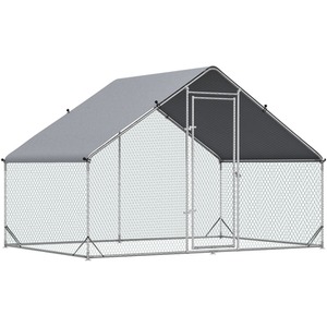 PawHut Walk In Run, Small Animal Cage House Pet Playpen For hens - Silver / 2m by PawHut