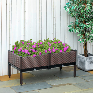 Outsunny Set of 2 Garden Raised Bed - Brown by Outsunny
