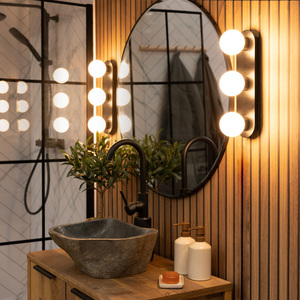 Orbital 3 Way IP44 Bathroom Ceiling Light with Glass Globe Shade - Matte Black by ValueLights