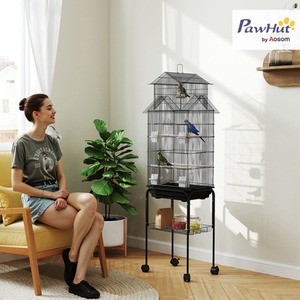 PawHut Bird Cage with Slide Tray for Small Birds - Black / 163cm by PawHut