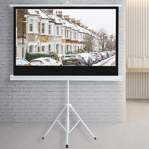 Portable Projector Screen with Metal Tripod Stand - White / 84 Inches by Livingandhome