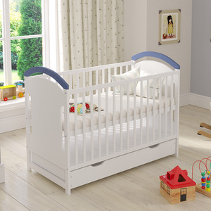 Amie Cot Bed With Drawer - White/Blue by Love For Sleep