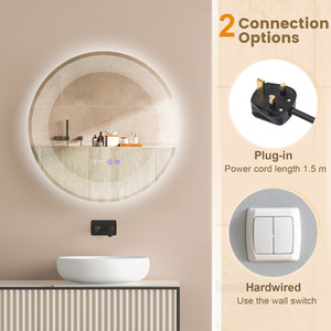 Round LED Bathroom Wall Mirror - Silver by Costway