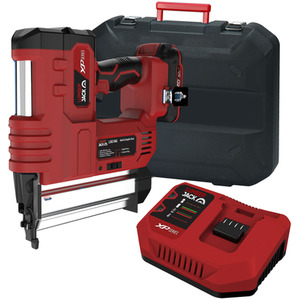 Lumberjack Cordless 20V Nail and Staple Gun Kit Fast Charger and 2Ah Battery - Red by Lumberjack