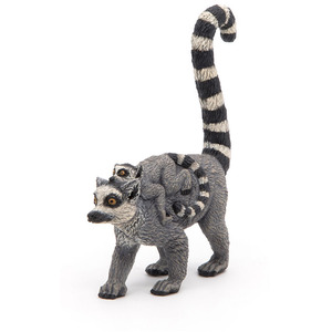 PAPO Wild Animal Kingdom Lemur and Baby Toy Figure - Black by PAPO