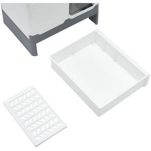 Cat Litter Box with Lid, Foldable with Scoop - Grey by Livingandhome