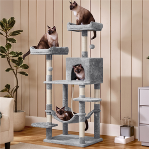 Large Cat Tree with Scratching Posts - Light Grey by Yaheetech