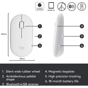 Logitech Pebble i345 Bluetooth Mouse - White by Logitech