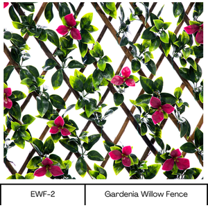 Expanding Wooden Trellis Privacy Screen - Green / Gardenia