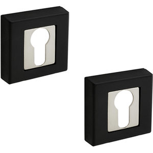 Square Euro Cylinder Keyhole Cover Escutcheon - Duo Finish - Matt Black by DecorAndDecor