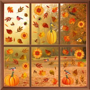 Windows Clings for Autumn - Orange, Multicoloured / Autumn Leaves by WALPLUS