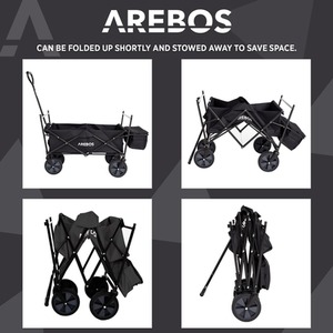 Foldable Cart With Roof - Black by Arebos