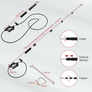 5.5M Telescoping Wand for Pressure Washers - Black by Costway
