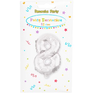 Super Shape Silver Number Balloon - Silver / 8 by Decorata Party