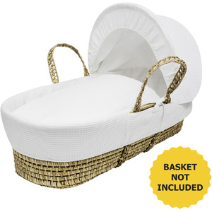 White Waffle Moses Basket Bedding Set - White by Kinder Valley