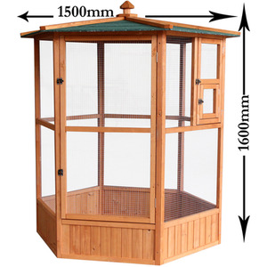 Wooden Aviary Large Bird House Shelter - Natural Wood by Actiaspet