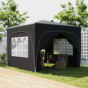 Outsunny 3 x 3(m) Pop Up Gazebo with Sides, UPF50 - Black by Outsunny