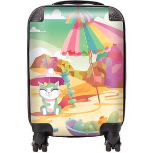 Kitten On A Beach Holiday Suitcase - Yellow / 29l by Warren Reed - Designer