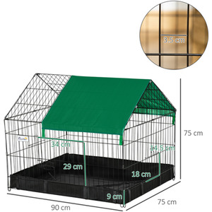 PawHut Small Animal Habitat No Leaking Bottom, Safety Locking System - Black by PawHut