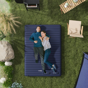 Outsunny Double Air Bed Inflatable Mattress with Foot Pumps - Blue by Outsunny