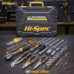 89 Piece Auto Car Mechanics Sockets and Spanners Kit - Yellow by Hi-Spec