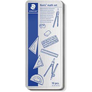 STAEDTLER 557 10 Noris Maths Set with Storage Tin - Silver by STAEDTLER