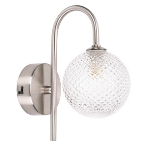 Elle Single IP44 Bathroom Wall Light with Glass Shade and LED Bulb - Silver by ValueLights