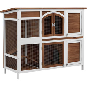 PawHut Wooden Pet Hutch with Openable Roof Slide Out Tray - Brown by PawHut