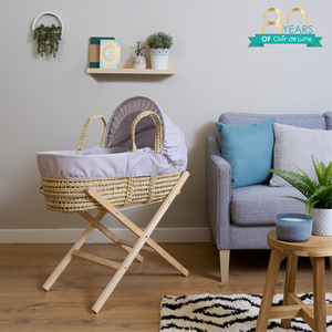 Cotton Dream Palm Moses Basket - Grey by Clair de Lune