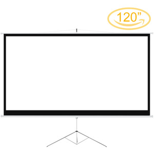 Portable Projector Screen with Metal Tripod Stand - White / 120 Inches by Livingandhome
