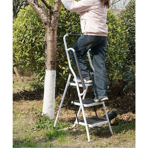 3 Step Ladder Folding Non Slip Tread With Handrail - White by Gr8 Home