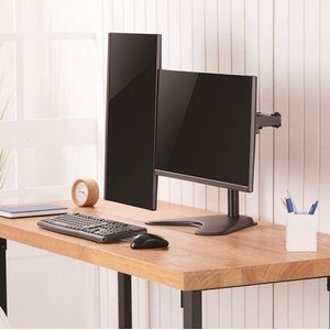 Amer Dual Monitor Desk Stand with Fully Adjustable Arms - Black by Amer